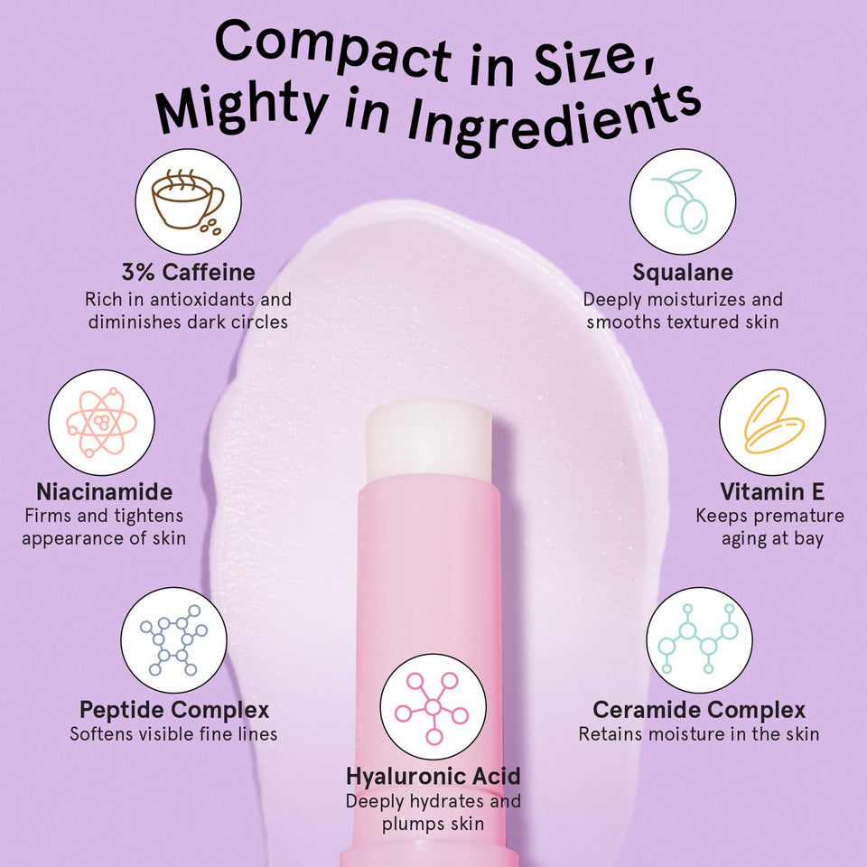 grace & stella Under Eye Brightener Balm Stick - Travel Essentials - Caffeine Eye Cream for Dark Circles, Puffiness, Wrinkles - Vegan Moisturizer Stick with Niacinamide, Hyaluronic Acid (0.13oz/3.5g)