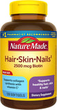 Nature Made Hair Skin and Nails with Biotin 2500 mcg, Dietary Supplement For Healthy Hair Skin and Nails Support, 120 Softgels, 120 Day Supply