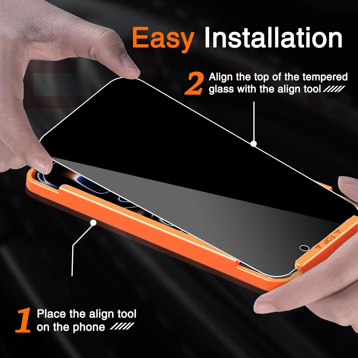 Milomdoi 3 Pack Privacy Screen Protector for iPhone 17 Pro Max [Phone Case Friendly] Accessories Private Film, 3 Pacs Tempered Glass Camera Lens Protector, with Mounting Frame for Apple Anti Spy,Black