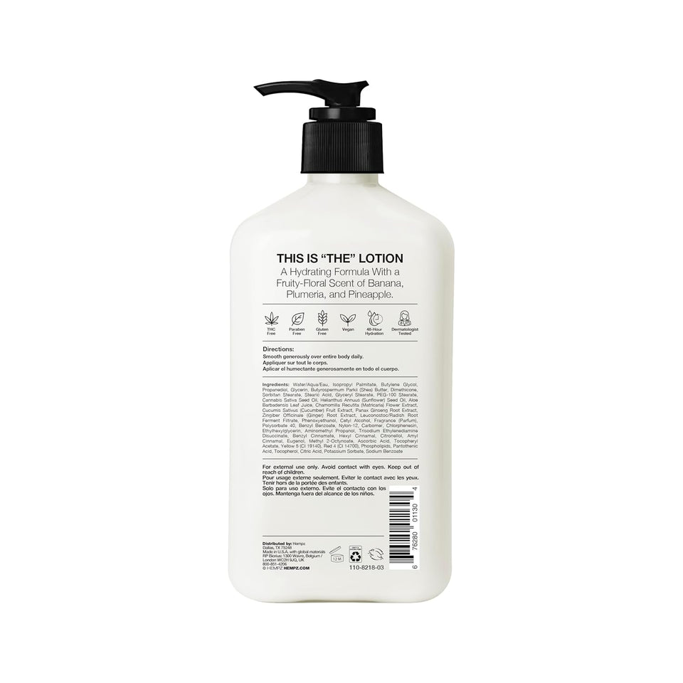 Hempz Original, Natural Hemp Seed Oil Body Moisturizer with Shea Butter and Ginseng, Original Scent, Floral Banana, 17 Fl.Oz ( Packaging may vary )