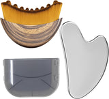 Stainless Steel Gua Sha Tool & Lymphatic Drainage Face Brush Set, TWPER Facial Massage Kit for Jawline Sculpting PLffiness Lifting Relaxation, Contour Face Brush with Storage Case