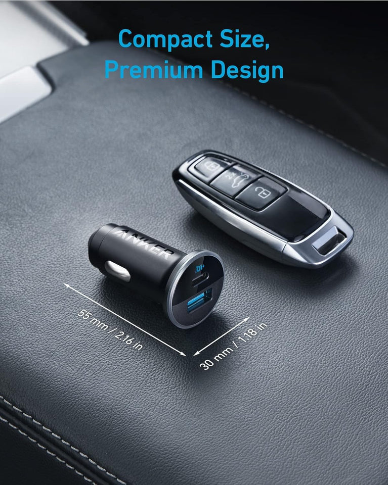 Anker 323 USB C Car Charger Adapter, 52.5W Cigarette Lighter Charger with 30W PowerIQ 3.0 Fast Charging Cable for iPhone 17/17 Pro Max/16/15/14 Series, Galaxy S25/24/23, Pixel, iPad, AirPods and More - PureLivingMart
