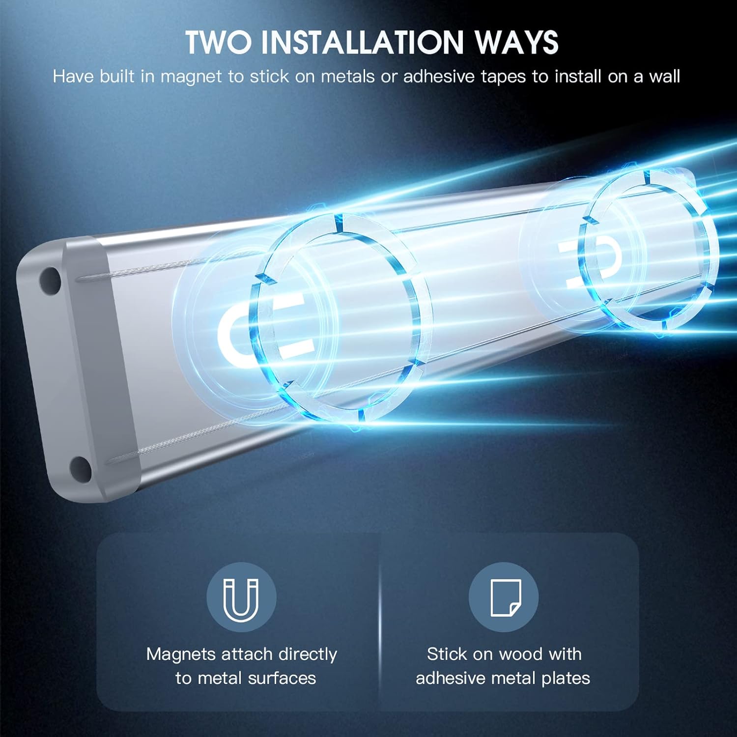 14.7inch Under Cabinet Lighting, 2 Pack Rechargeable Motion Sensor Light Indoor, 5 Levels Dimmable Magnetic Closet Lights, Wireless Under Counter Lights for Kitchen, Stairs,Hallway
