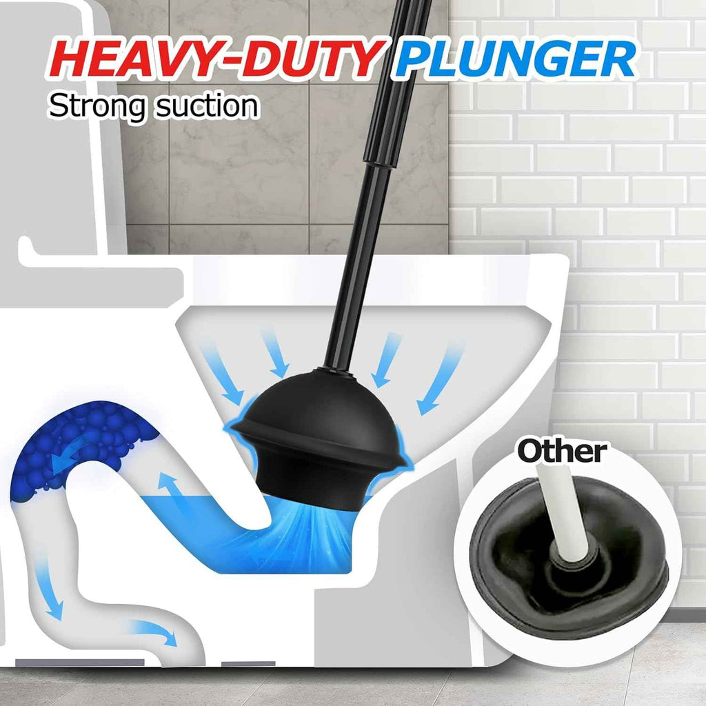 2-in-1 toilet plunger and brush set with extended handle for easy bathroom cleaning and maintenance