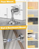 Door Stoppers Magnetic Door Catch - 2 Pack Stainless Steel Heavy Duty Door Holder Stops for Bottom Top of Door - Wall Floor Mounting No Drill Strong Adhesive & Screws Strong Magnet Keep Door Open