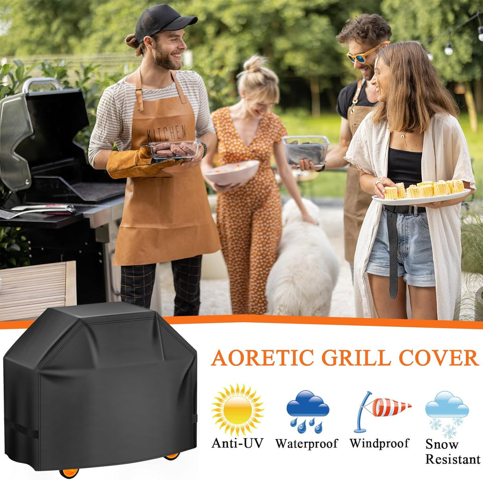 Aoretic Grill Cover, 58 inch BBQ Gas Grill Cover for Outdoor Grill, Charbroil Grill Cover Barbecue Waterproof, Anti-UV for Weber Char-Broil Monument, Dyna-glo Nexgrill SPLn Polyester