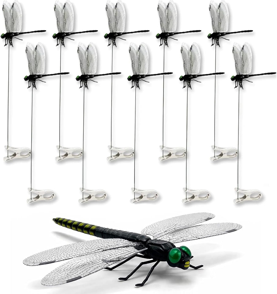 2026 New 40 Pcs Dragon Fly Clips for Bugs Repellent, 3D Artificial Dragonfly Hat Clip, Dragonfly Garden Decor (10PCS)