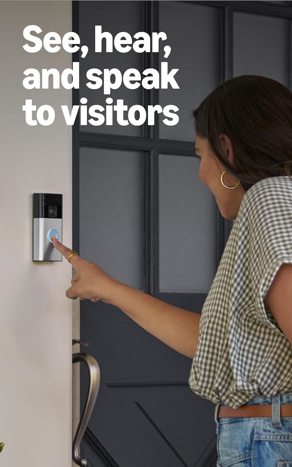 Ring Battery Doorbell, Home or business security with Head-to-Toe video, Live View with Two-Way Talk, and Motion Detection & Alerts, Satin Nickel
