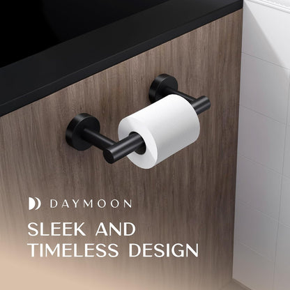 Day Moon Matte Black Toilet Paper Holder - Wall Mount Modern Roll Holder for Bathroom