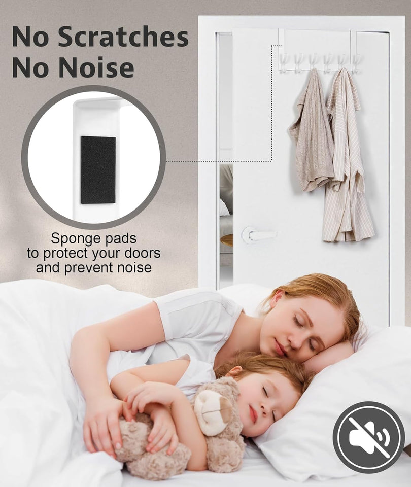 Optish Over The Door Hooks, Door Hanger Hooks for Hanging, Over The Doors Towel Racks for Bathroom, Coat Rack Dorm Essentials (1Pack, White, Fit 1-3/4" Doors)