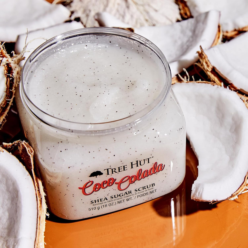 Tree Hut Coco Colada Shea Sugar Scrub, Mothers Day Gifts, Exfoliating & Hydrating Body Scrub with Shea Butter & Essential Oils, Smooth & Soften Skin, 18 oz