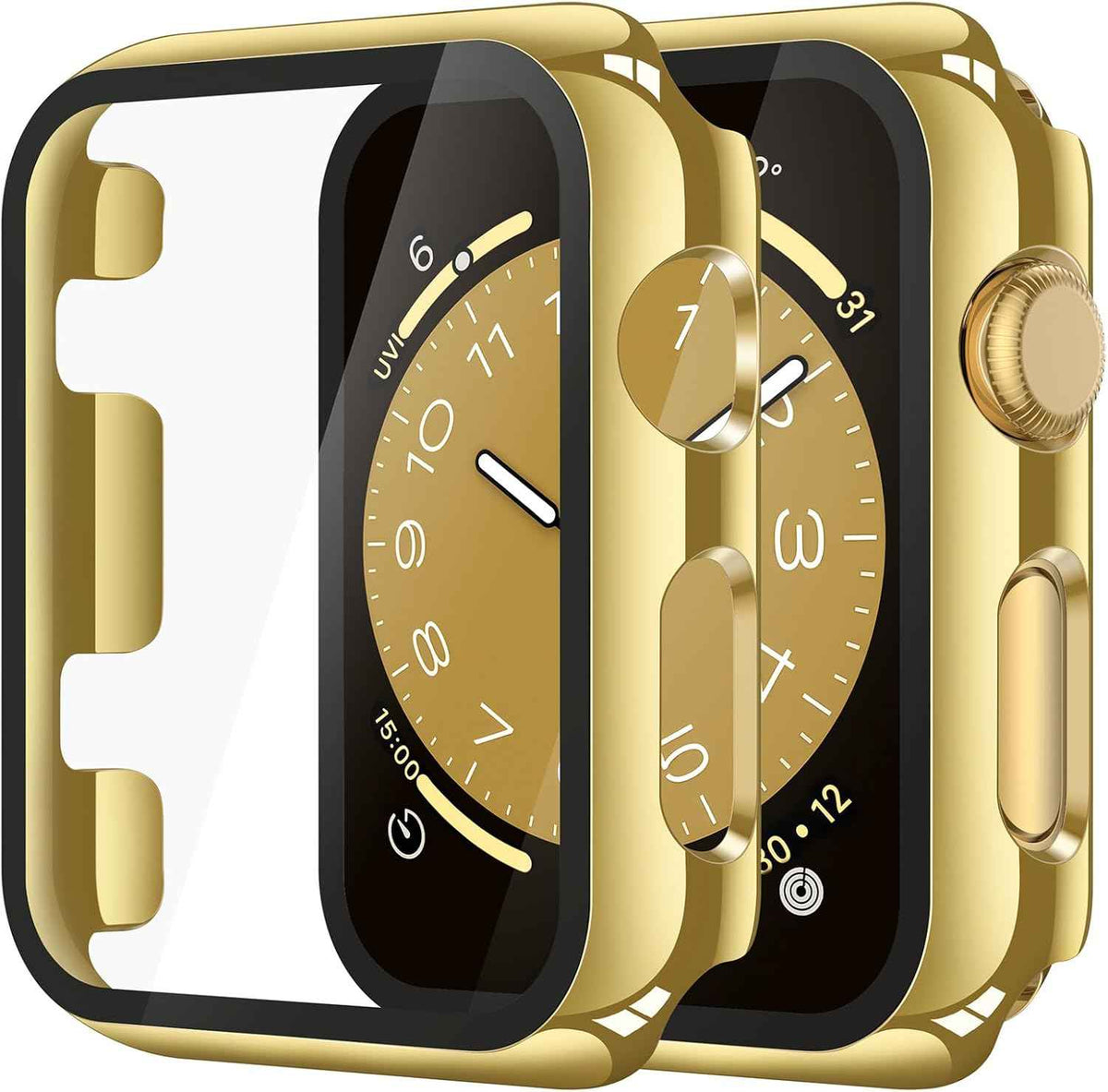 Misxi 2 Pack Tempered Glass Case Compatible for Apple Watch Series 11 (2025) Series 10 46mm, Screen Protector Cover for iWatch, Black