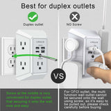 Wall Charger, Surge Protector, QINLIANF 5 Outlet Extender with 4 USB Charging Ports, 3-Sided 1680J Power Strip Multi Plug Adapter Spaced for Home Travel Office
