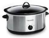 Crock-Pot 7-Quart Manual Slow Cooker, Family Size Serves 8+ People & Fits 6-lb Roast, Removable Stoneware with Warming Setting, Dishwasher Safe for Easy Cleanup, Stainless Steel