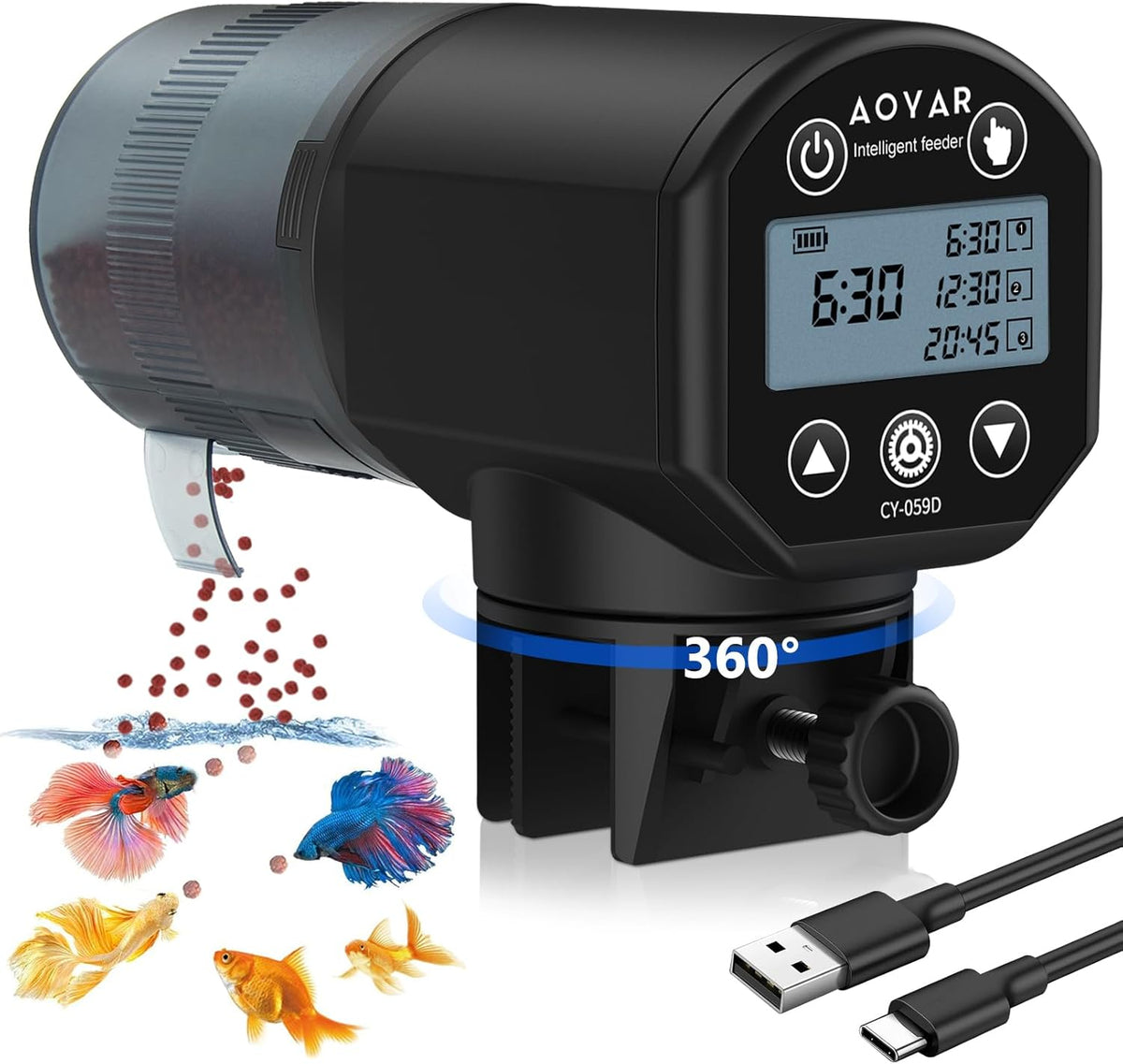 Automatic Fish Feeder for Small Aquariums: 200ml Large Capacity Auto Feeders with Battery Timer for Betta Koi and Turtles