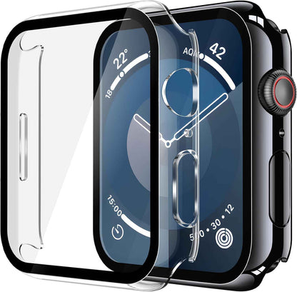 Misxi 2 Pack Tempered Glass Case Compatible for Apple Watch Series 11 (2025) Series 10 46mm, Screen Protector Cover for iWatch, Black