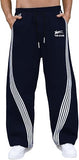 GORGLITTER Men's Baggy Wide Leg Sweatpants Y2K Striped Side Drawstring Waist Barrel Track Pants with Pockets