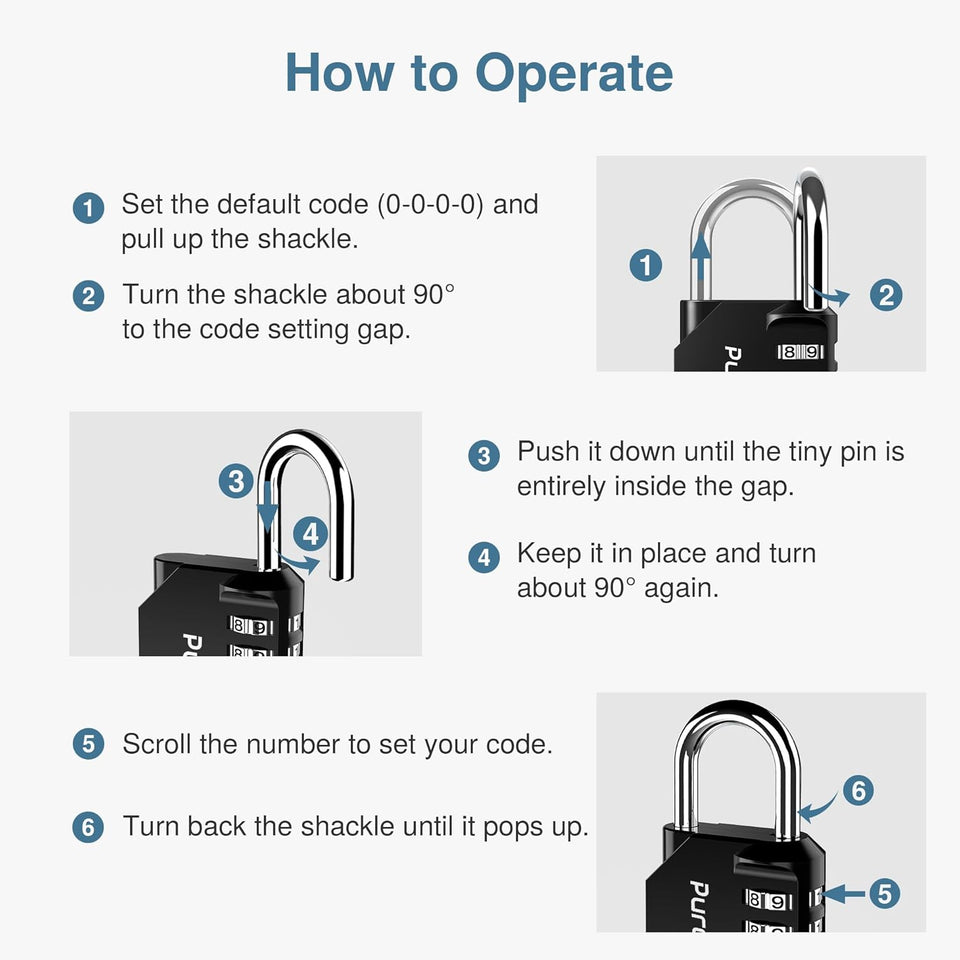 PLroma 2 Pack Combination Lock for Locker 4 Digit Outdoor Waterproof Padlock for School, Gym, Sports, Fence, Toolbox, Gate, Case, Outdoor, Hasp Storage (Black)