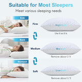 QUTOOL Cooling Pillow for Sleeping, CertiPLR-US Shredded Memory Foam Queen Pillows Set of 2, Cool Pillow for Hot Sleepers Adjustable Firm Pillow for Side, Back, Stomach Sleepers Soft Yet Support,White