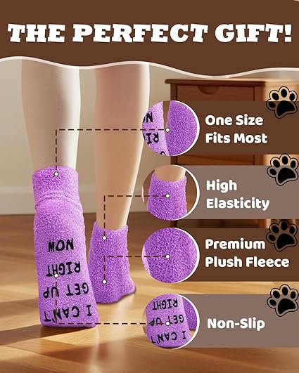 Mothers Day Gifts for Mom Wife Grandma Daughter, Gifts for New Mom Sister, Anniversary, Christmas Gift for Women Mom Dog Lovers, Valentines Day for Her Women, Funny Fuzzy Slipper Socks.