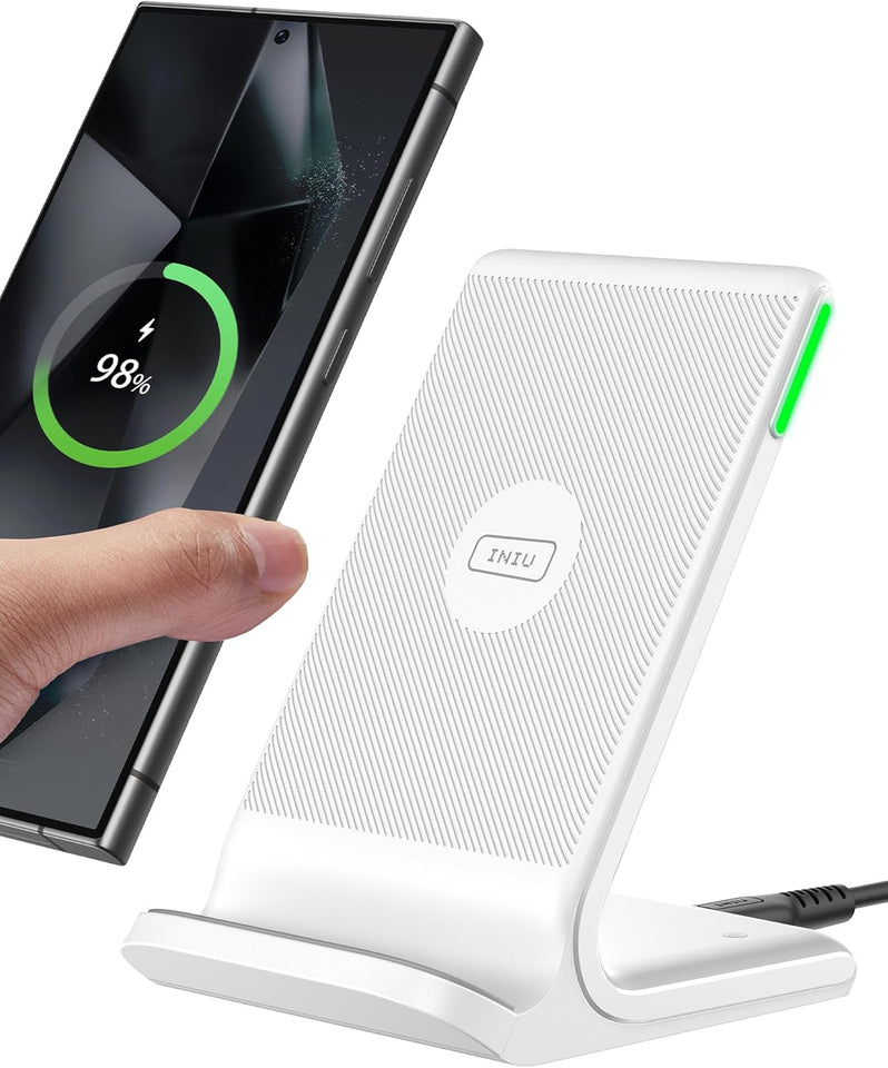 INIU Wireless Charger, 15W Fast Qi Certified Wireless Charging Station with Sleep-Friendly Adaptive Light Compatible with iPhone 16 15 14 13 Pro XS 8 Plus Samsung Galaxy S25 S24 S23 Note 20 Google etc - PureLivingMart
