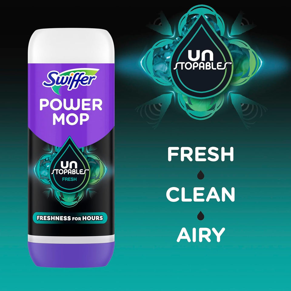 Swiffer PowerMop Floor Cleaning Solution with Unstopables Fresh Scent, PowerMop Refills, Floor Cleaner for Mopping, 25.3 fl oz, 2 Pack - PureLivingMart