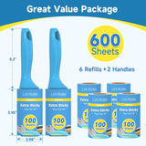 Swihauk 600 Sheets Extra Sticky Lint Rollers for Pet Hair, Easy Spiral Tear Lint Roller for Clothes with Ergonomic Handle, MultiPLrpose Lint Remover for Furniture, Carpet, Car Seat