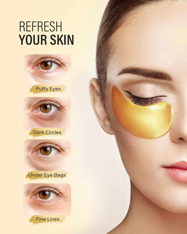 Maskiss 24k Gold Under Eye Patches (25 Pairs), eye mask, Collagen Skin Care Products, Eye Patches for PLffy Eyes, eye masks for dark circles and PLffiness