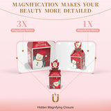 Compact Mirror, 1X/3X Magnification LED Pocket Mirror with Nternal BIattery, Mini Mirror for Purse, Pocket,Travel and Present (Pink)