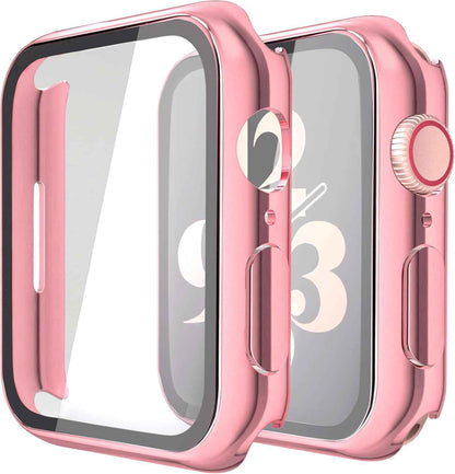Misxi 2 Pack Tempered Glass Case Compatible for Apple Watch Series 11 (2025) Series 10 46mm, Screen Protector Cover for iWatch, Black