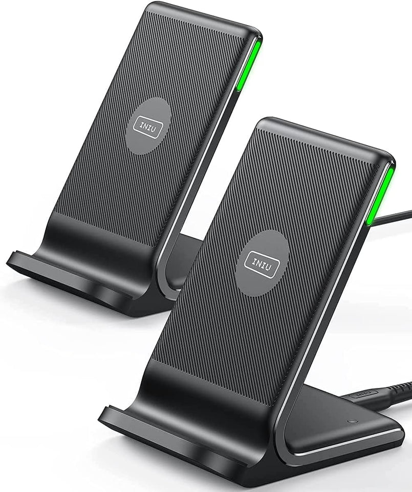 INIU Wireless Charger, 15W Fast Qi Certified Wireless Charging Station with Sleep-Friendly Adaptive Light Compatible with iPhone 16 15 14 13 Pro XS 8 Plus Samsung Galaxy S25 S24 S23 Note 20 Google etc - PureLivingMart