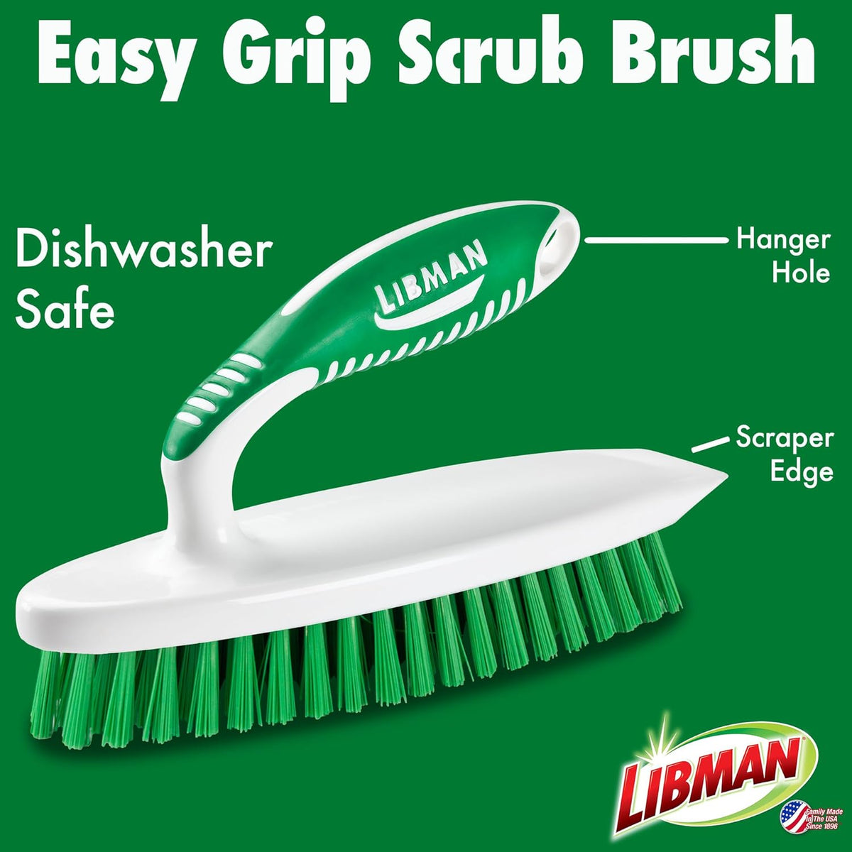 Libman Heavy Duty Scrub Brush Kit | Cleaning Brushes for Household Use | Tub Scrubber | Easy Grip Scrub Brush | Big Job Kitchen Brush | Dual Sided Tile & Grout Brush | 3 Different Brushes Included
