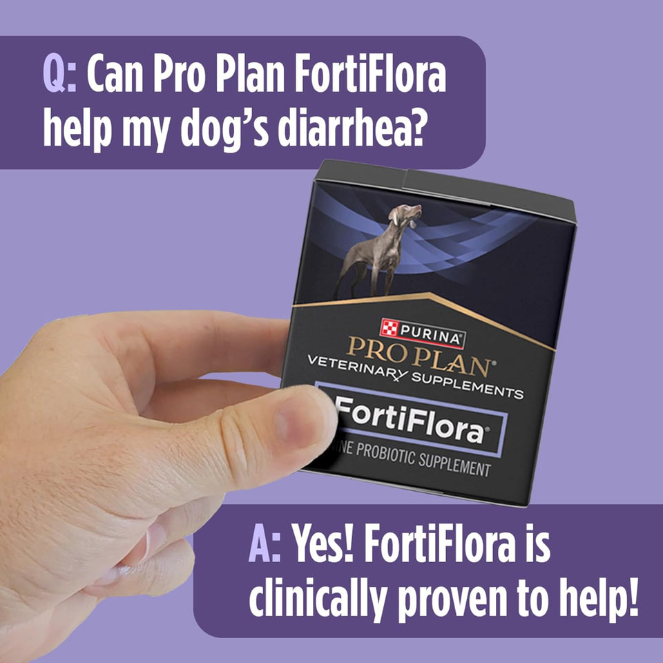 PLrina Pro Plan Veterinary Supplements FortiFlora Daily Probiotics for Dogs, Helps Digestive Gut Health and Diarrhea - 30 ct. Box