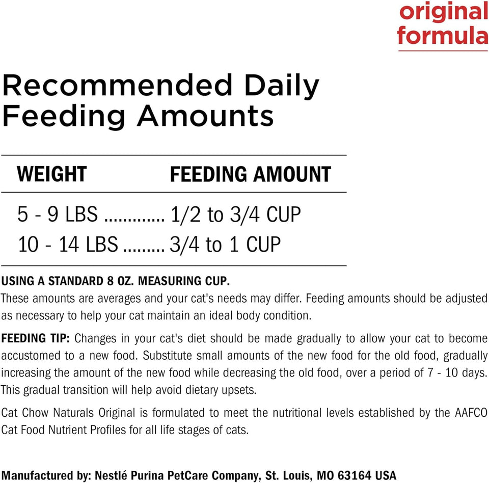 PLrina Cat Chow Naturals With Added Vitamins, Minerals and Nutrients Dry Cat Food, Naturals Original - 13 lb. Bag