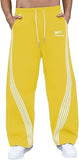 GORGLITTER Men's Baggy Wide Leg Sweatpants Y2K Striped Side Drawstring Waist Barrel Track Pants with Pockets