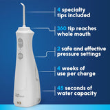 Waterpik Cordless Pearl Rechargeable Portable Water Flosser for Teeth, Gums, Braces Care and Travel, Extra Quiet, 4 Flossing Tips - ADA Accepted, WF-13 White, Amazon Exclusive