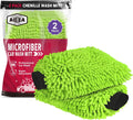 AIDEA 2PK Premium Chenille Microfiber Car Wash Mitts, Green, 7.12''x10.14''