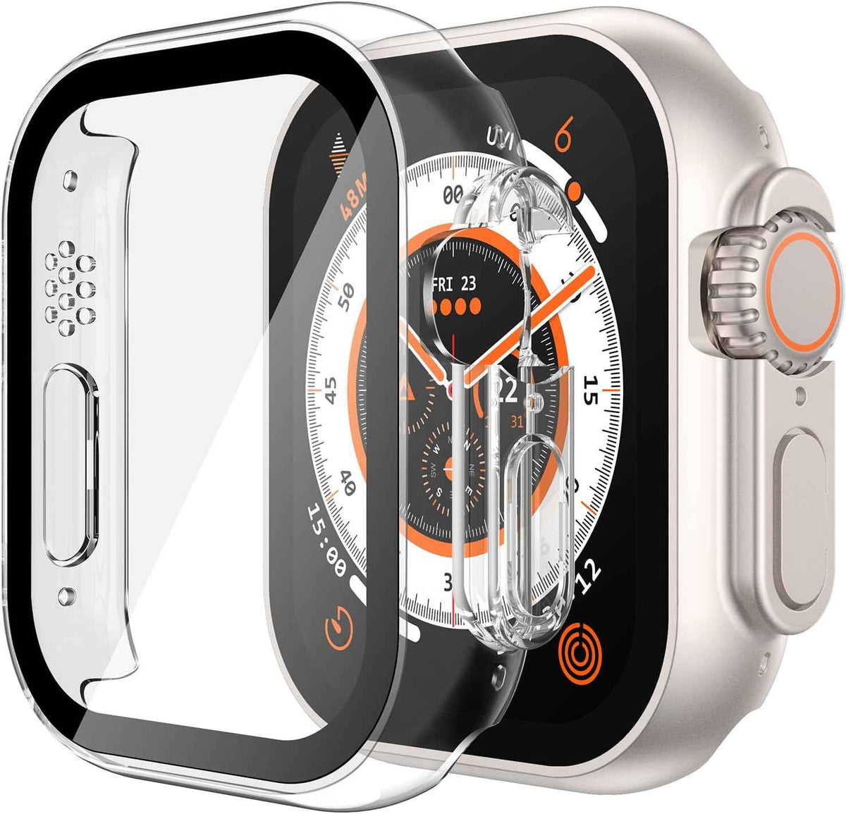 Misxi 2 Pack Tempered Glass Case Compatible for Apple Watch Series 11 (2025) Series 10 46mm, Screen Protector Cover for iWatch, Black