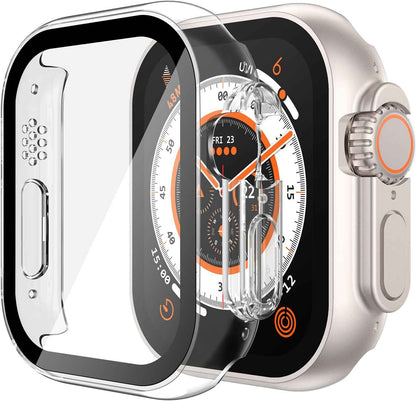 Misxi 2 Pack Tempered Glass Case Compatible for Apple Watch Series 11 (2025) Series 10 46mm, Screen Protector Cover for iWatch, Black