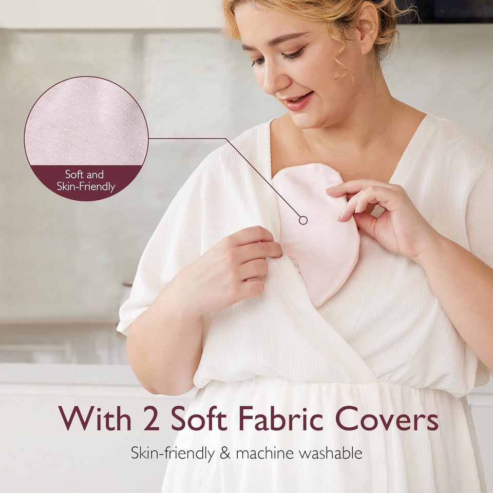 Momcozy Larger Breast Therapy Packs, Hot and Cold Breast Pads with 2 Soft Covers, Breastfeeding Essentials，2 Pack，Pink