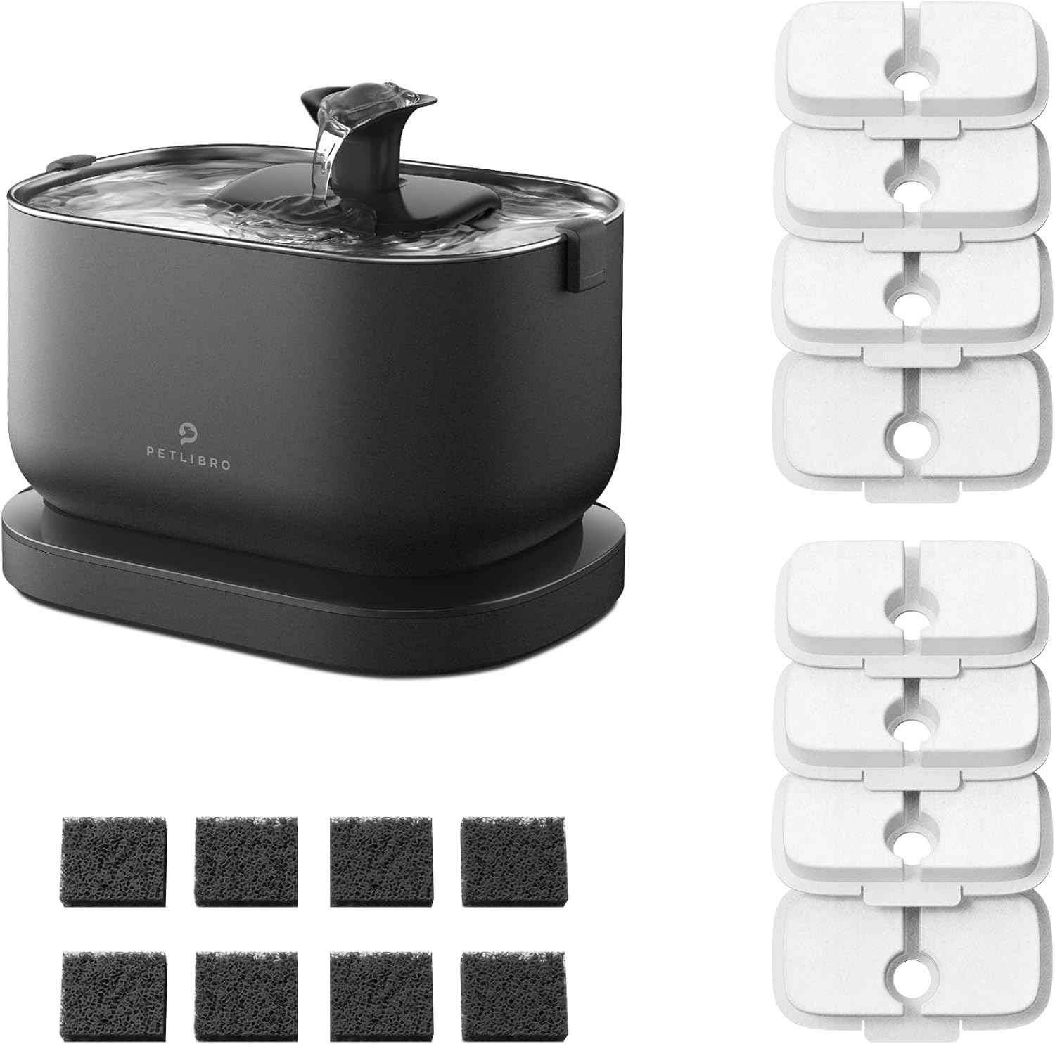 PETLIBRO Cat Water Fountain, Cordless Pet Water Fountain Battery Operated, 2.5L/84oz Dockstream Water Fountains for Cats Indoor, Cat Fountain with Stainless Steel Tray, Easy to Clean BPA-Free