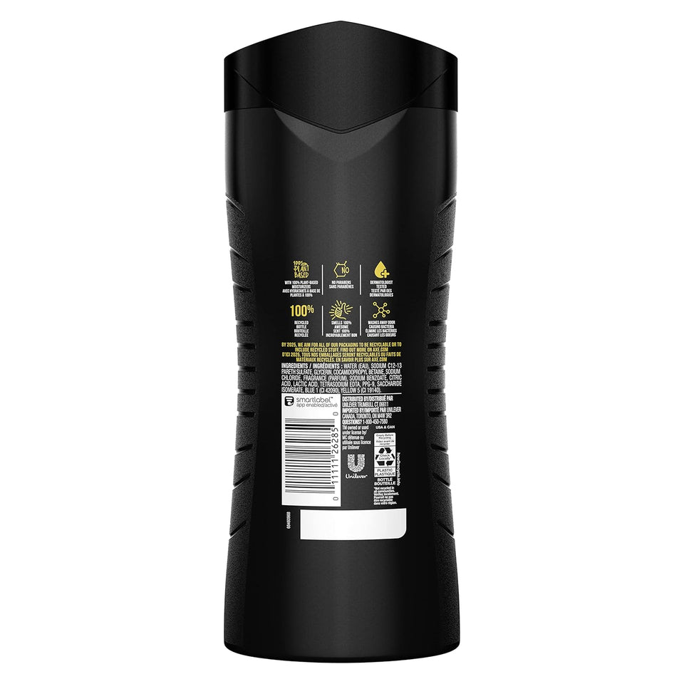 AXE Body Wash Apollo 4 Count for Long Lasting Freshness Sage & Cedarwood Men's Body Wash with Odor-Busting Prebiotics 16 oz