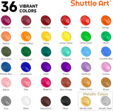 Shuttle Art Acrylic Paint, 36 Colors Acrylic Paint Set with Brushes & Palette, 2oz/60ml Bottles, Rich Pigments Non-toxic for Artists Kids & Adults, Painting on Canvas Rocks Ceramic Wood