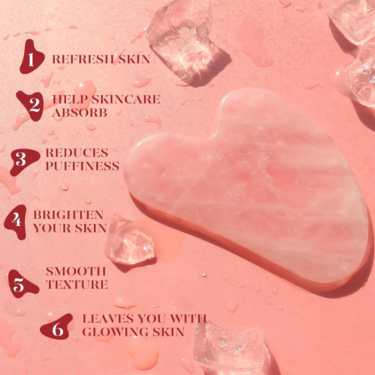 BAIMEI IcyMe Jade Roller & Gua Sha, Face Roller Redness Reducing Skin Care Tools, Self Care for Men Women, Massager for Face, Eyes, Neck, Relieve Fine Lines and Wrinkles - Rose Quartz