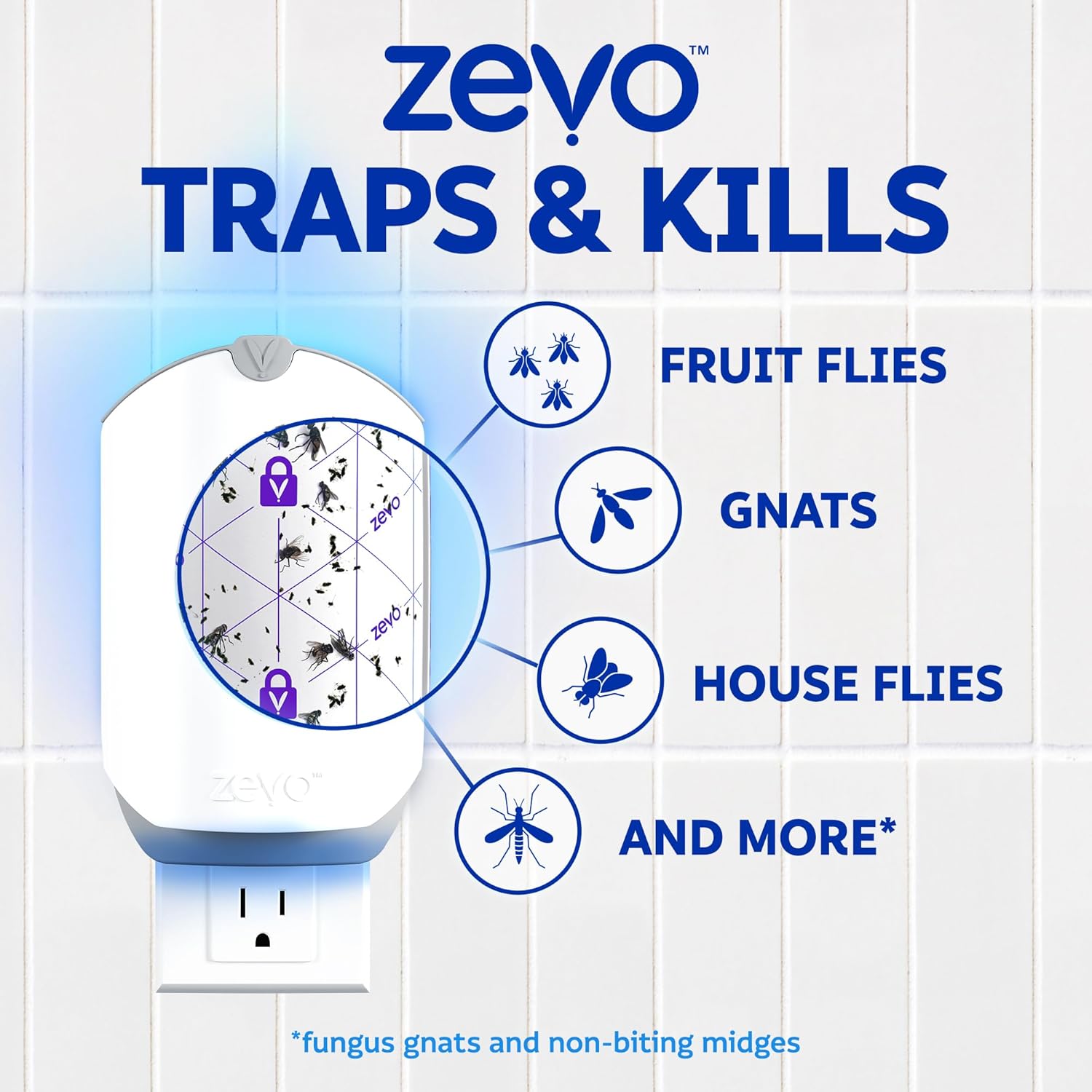 Zevo Flying Insect Trap Official Refill Cartridges - Fits Both Zevo Trap & MAX Indoor Fly Trap - Authentic Trap+Lock Technology to Catch Gnats, House & Fruit Flies (6 Official Refill Cartridges)