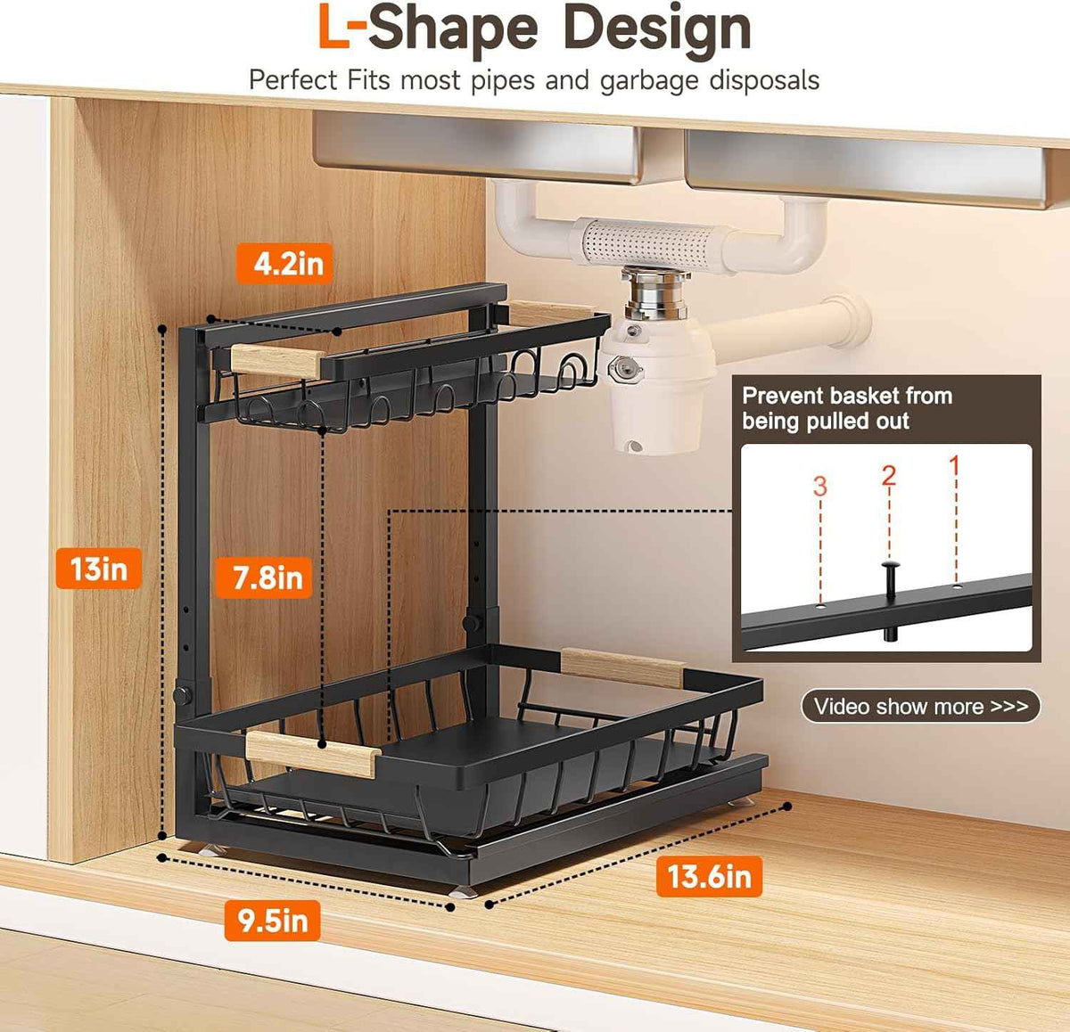 2 Packs Under Sink Organizer, 2026 Upgrade Height Adjustable 2 Tier Under Kitchen Sink Organizer, Multi-Purpose Storage Shelf