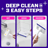 Mr. Clean Magic Eraser Shower & Tub Scrubber, Bathroom Cleaner, All in One Bathroom Cleaner, Lemon Starter Kit, 1 Scrubber & 2 Foaming Magic Erasers