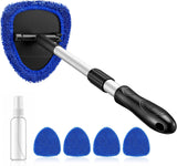 AstroAI Windshield Cleaner Tool, Car Interior Detailing Cleaning Kit with Extendable Handle and 4 Upgraded High-Density Reusable Microfiber Pads, Auto Glass...
