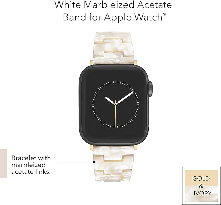 Anne Klein Women's Acetate Fashion Band for Apple Watch Secure, Adjustable, Apple Watch Band Replacement, Fits Most Wrists
