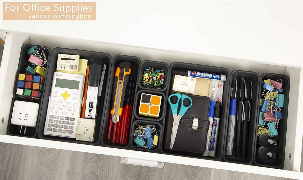 15-Piece Interlocking Desk Organizer for Office, Bathroom, and Kitchen Storage